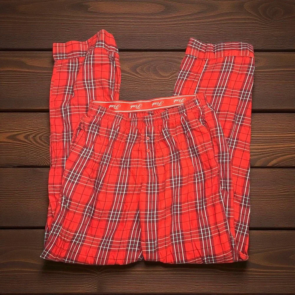 Pink Victoria's Secret Plaid Pajama Pants Red White Blue‎ XS Lounge Sleepwear